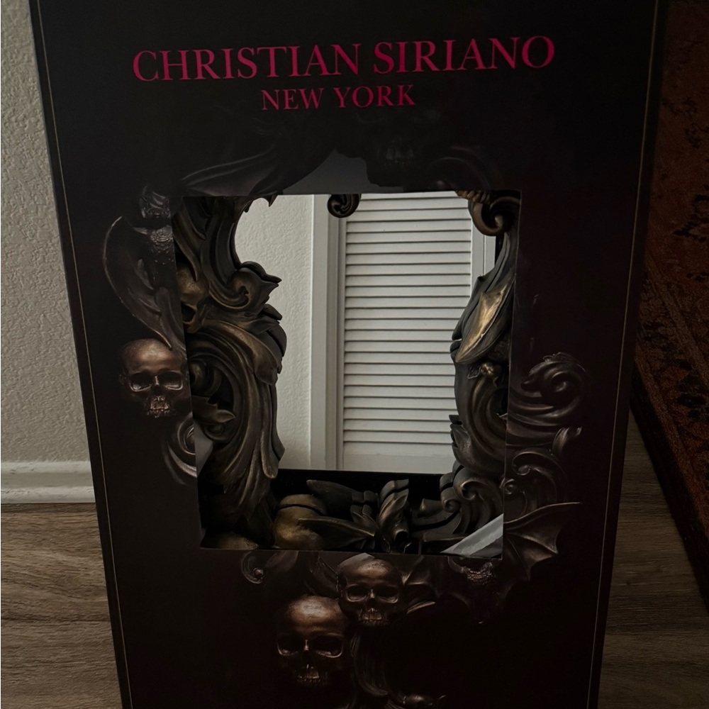 Christian Siriano Black and Bronze Gothic Skull Wall Mirror
